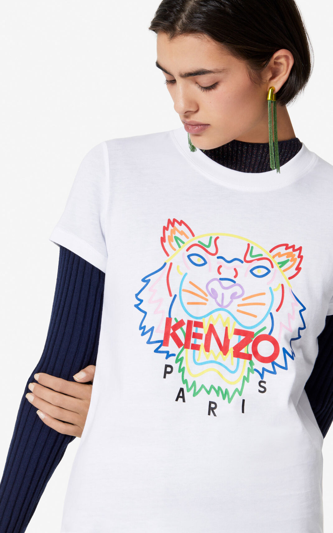 Kenzo Tiger Tişört Bayan Beyaz | 4205-QVMHD